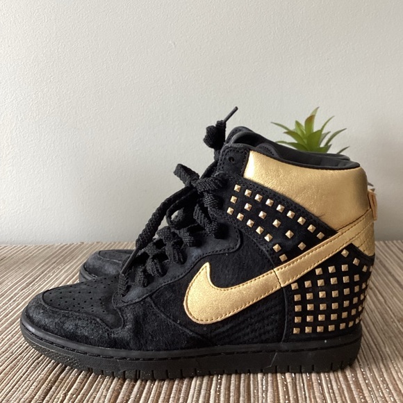 Nike Shoes - Nike Dunk Sky Hi Gold Stud Black Gold Suede 615873-001 Shoes Women’s Size 8